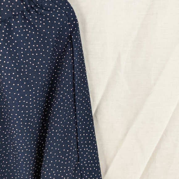 VINTAGE 80s Navy & White Dot Midi Skirt Sz 14 - Picture 3 of 5